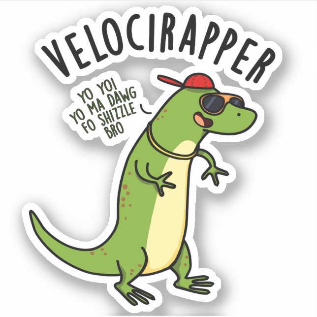 Sticker Veloci-rapper Dinosaure Drôle (Devant)