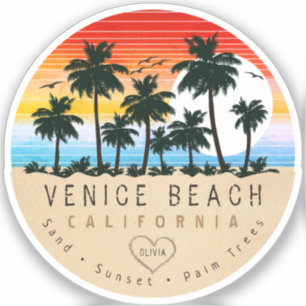 Sticker Venice Beach Californie Rétro Palmiers Souvenir