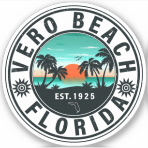 Sticker Vero Beach Floride Palm Tree Retro Sunset Souvenir