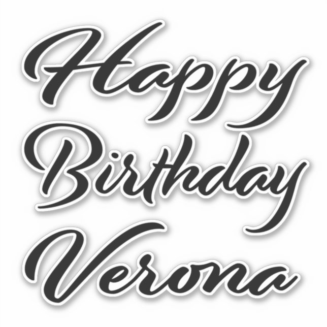 Sticker Verona Nom Prénom Anniversaire de la Broderie noir (Devant)