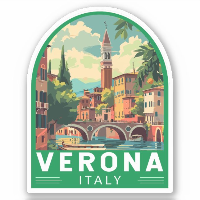 Sticker Vérone Italie Travel Art Vintage (Devant)
