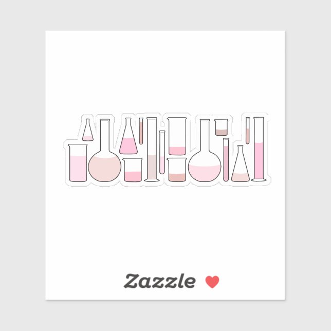 Sticker Verre de laboratoire rose (Feuille)