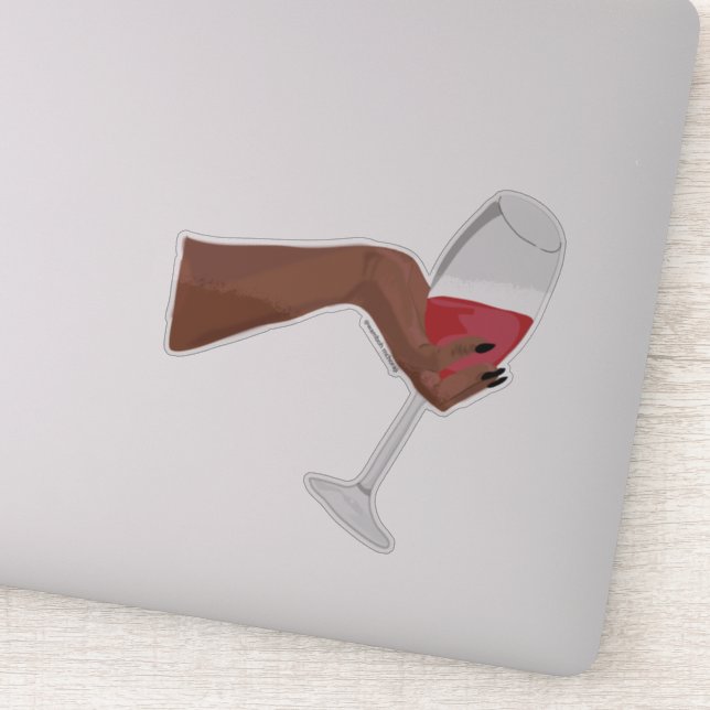 Sticker Verre main avec art numérique de vin rouge (Détail)