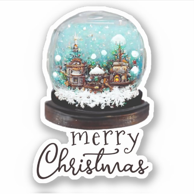 Sticker Verre Snowball Village d'hiver Noël (Devant)