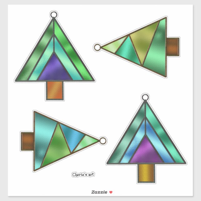 Sticker Verre tendu Look Arbre de Noël Ornements (Feuille)