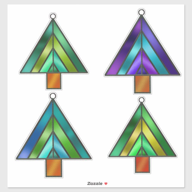 Sticker Verre tendu Regardez les arbres de Noël Ornements (Feuille)