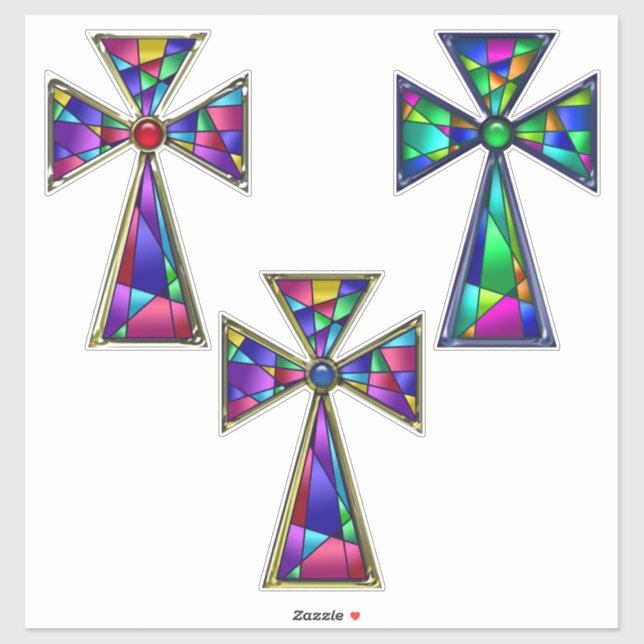 Sticker Verre Tissé Croix Religieuse Pâques (Feuille)