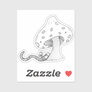 Sticker Vers de livre sous un champignon