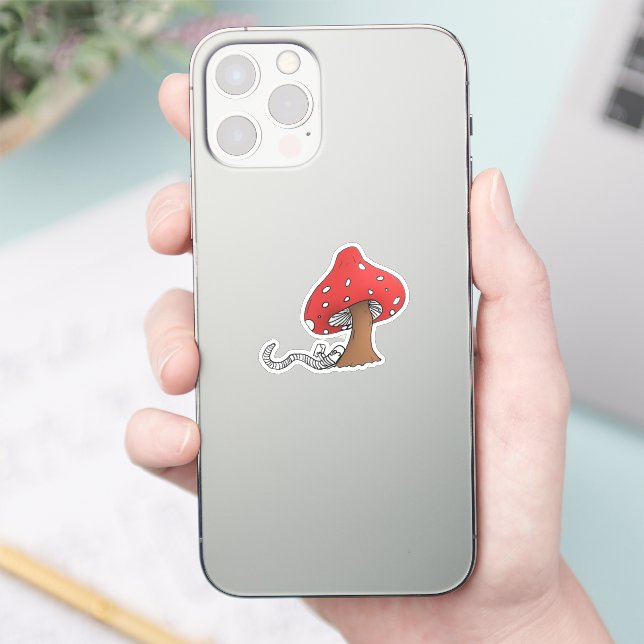 Sticker Vers de livre sous un champignon (Téléphone)