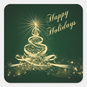 Sticker vert, Gold Lighting Arbre Joyeux Vacances