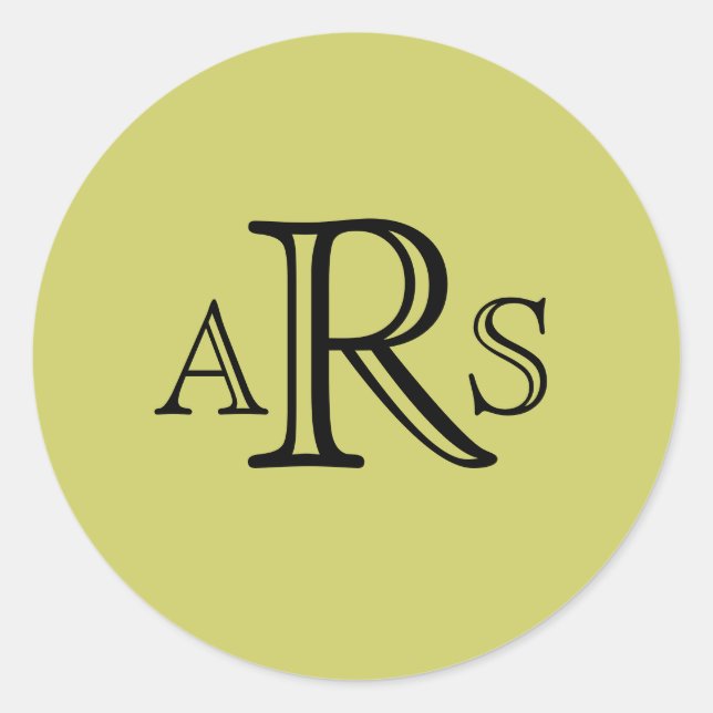 Sticker vert initial du Mariage Monogramme (Devant)