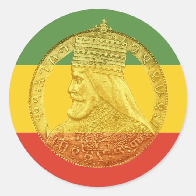 Sticker vert or rouge Haile Selassie (Devant)