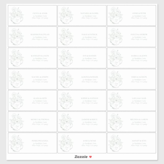 Sticker Vert Sauge Botanique Adresse pour Invitées du Thé  (Feuille)