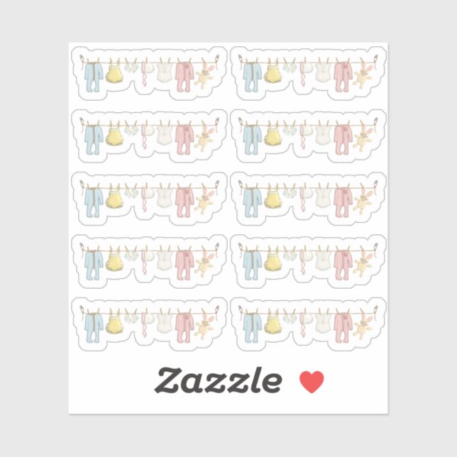 Sticker Vêtements pour bébés Ligne de vêtements pour bébés (Feuille)