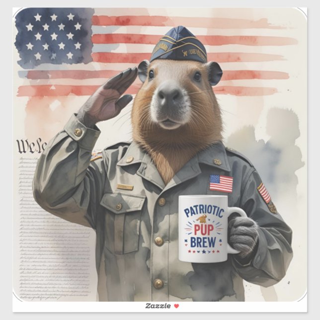Sticker Veteranen-Capybara (Blatt)