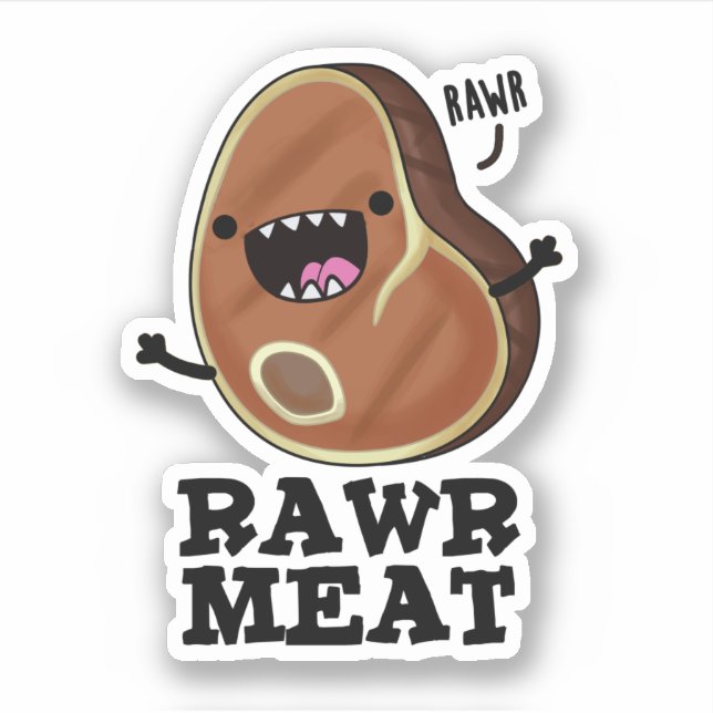 Sticker Viande Rawer Funny Raw Viande Pun (Devant)