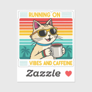 Sticker Vibes de café rétro - Amoureux de caféine amusant
