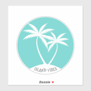 Sticker Vibes de l'île - Palmiers à balai - Logo Aqua