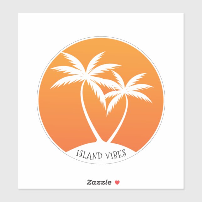 Sticker Vibes de l'île - Palmiers et logo du soleil (Feuille)