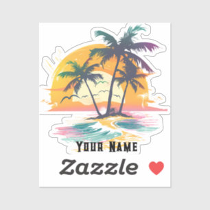 Sticker Vibes de soleil tropicales - Palmiers et conceptio