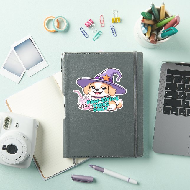 Sticker Vibes Paw-Stive Seulement � Chien mignon Avec Thé  (Couverture iPad)