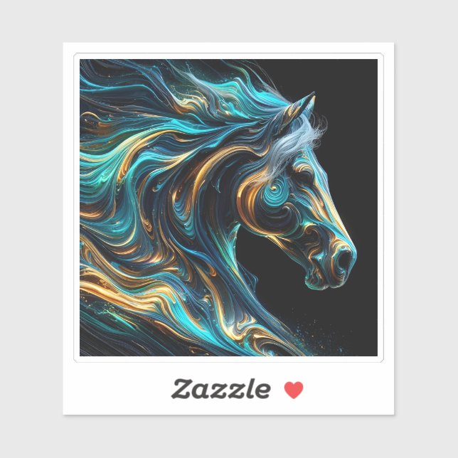 Sticker Vibrant Horse Art on Dark Background (Feuille)