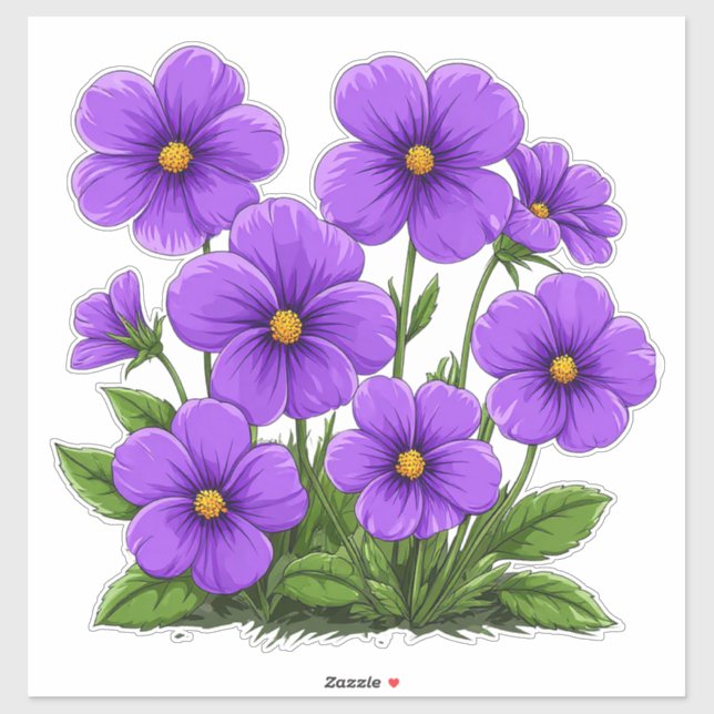 Sticker Vibrant Purple Anemone Flowers (Feuille)