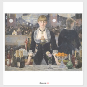 Sticker Victorian Barmaid Girl at Folies Bergere, France