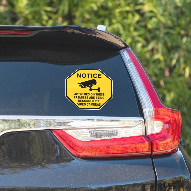 Sticker Video Surveillance Notice Sign  (Côté voiture)