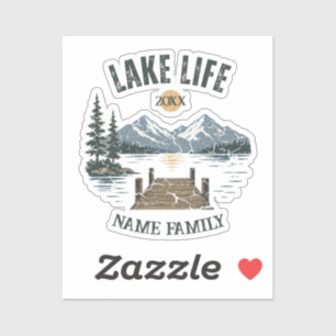 Sticker Vie au lac Rétro Grunge Vacances en famille