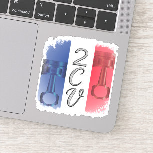 Sticker Vieille 2cv canard drapeau France