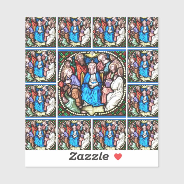 Sticker Vierge catholique Marie Pentecôte Vitre (Feuille)