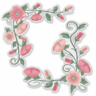 Sticker Vignes à fleurs roses