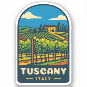 Sticker Vignoble de Toscane Vintage voyage rétro Italie