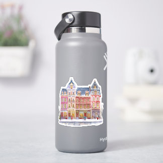 Sticker Village de Noël hivernal à l'aquarelle