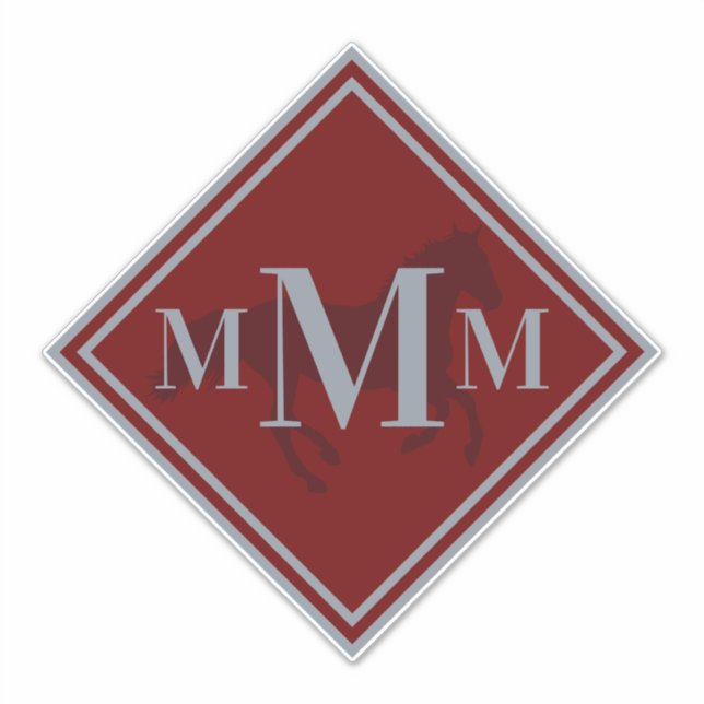 Sticker Vin monogramme Rouge + Tronc à cheval en argent (Devant)