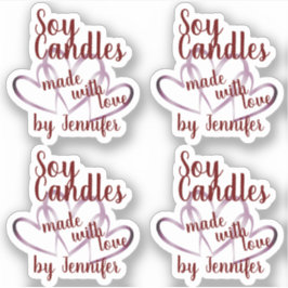 Sticker Vin Rouge Coeurs pourpres Fabriqué avec des bougie