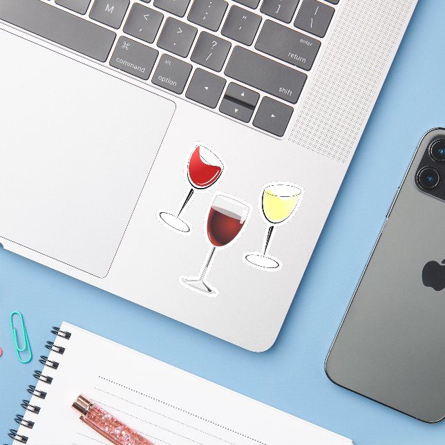 Sticker Vin rouge et vin blanc (Ordinateur portable avec iPhone)