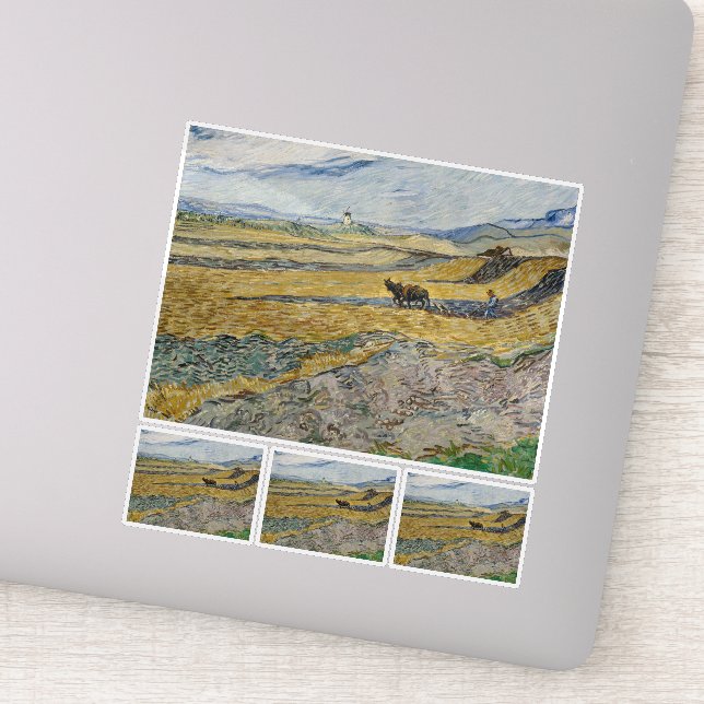 Sticker Vincent Van Gogh, Enfermé Field avec Plowman (Détail)
