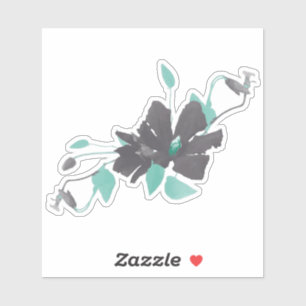 Sticker Vins à fleurs gris Turquoise à la mode