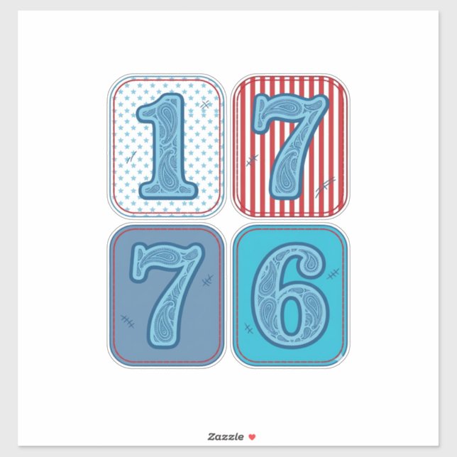 Sticker Vintage 1776 Patchwork Patriotique (Feuille)