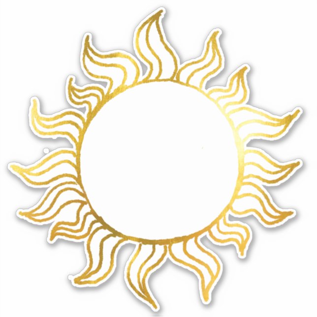 Sticker Vintage Céleste Art Witchy Cool Golden Foil Sun (Devant)