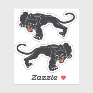 Sticker Vintage Crouching Graphisme Black Panther Wild Cat