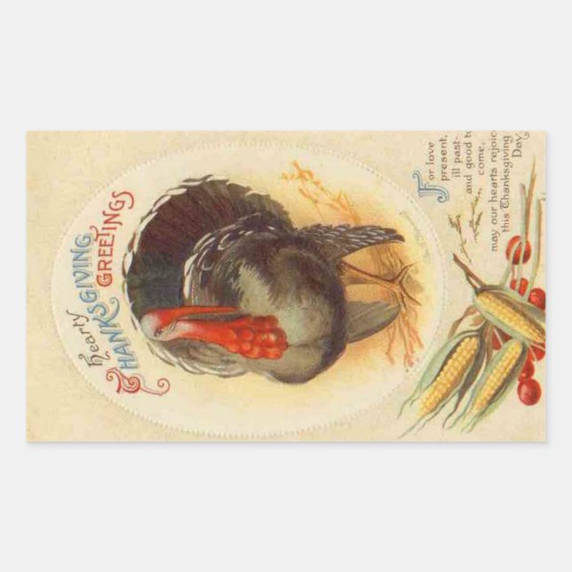 Sticker Vintage de salutations Thanksgiving (Devant)