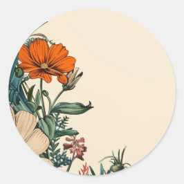 Sticker vintage Floral Orange Invitation Turquoise