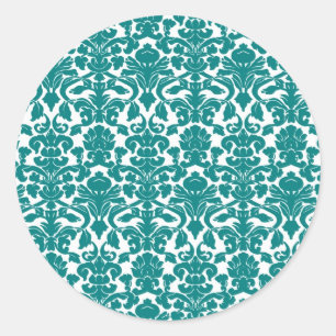 Sticker vintage Floral Turquoise Damask