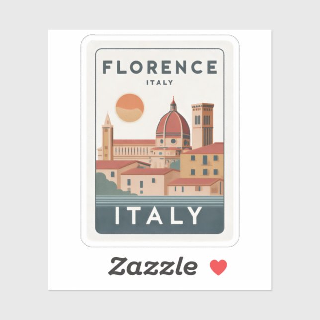Sticker Vintage Florence Italie Skyline Travel (Feuille)