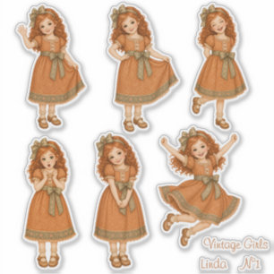 Sticker Vintage Girls - Linda - n°1 Planche d'autocollants
