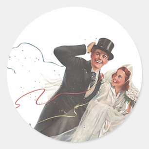 Sticker Vintage Mariage Mariée Groom Happy Couple
