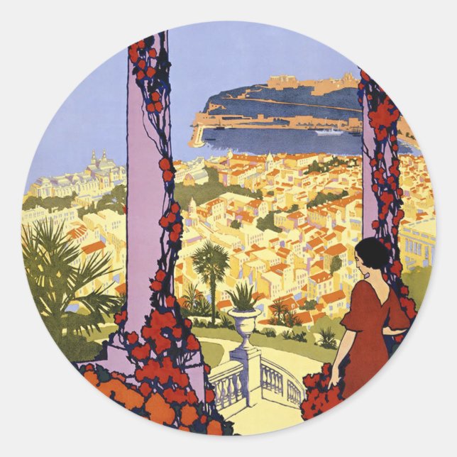 Sticker vintage Monte Carlo Travel Round (Devant)